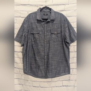 Alfani Regular Fit Navy Blue Button Front Shirt With Pockets Men's Size XXL